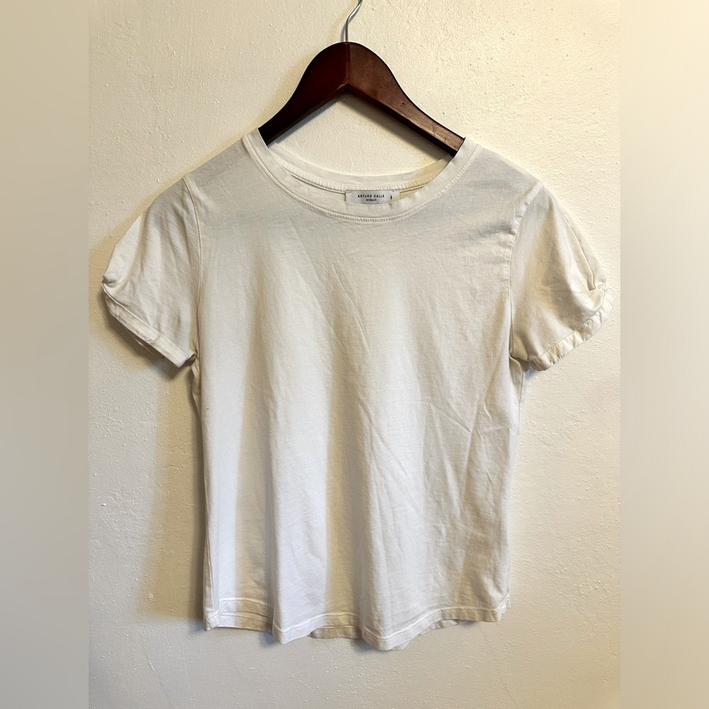 Arturo Calle Women’s White Cotton Short Sleeve Tee Top Size Small